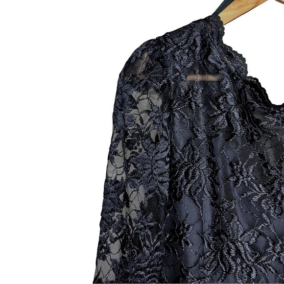 Vintage 1980's Black Balloon Lace Dress - Picture 10 of 12